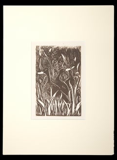 Canards - Gravure sur bois de Giselle Halff - Milieu du XXe siècle