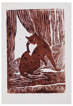 Le Chat (The Cat) - Original Woodcut Print by G. Halff