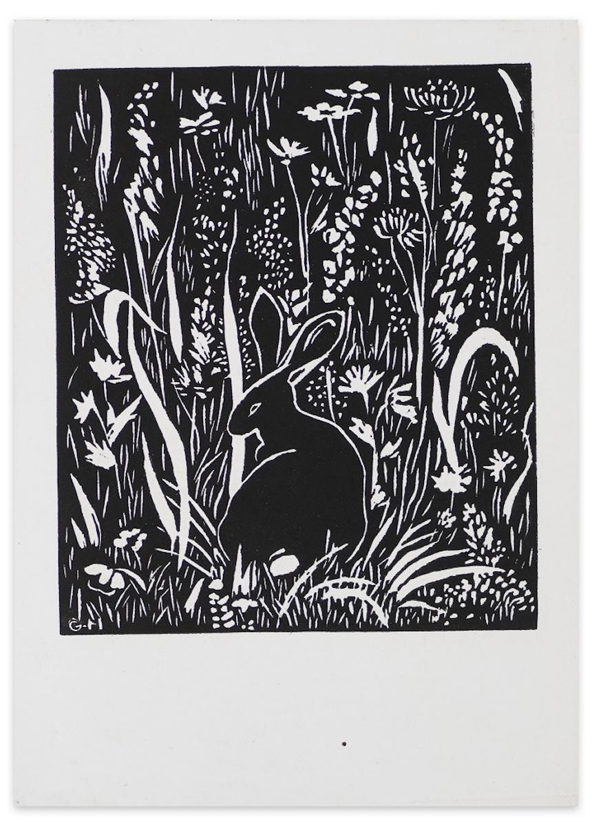 Giselle Halff Figurative Print - Le Lapin (The Rabbit) - Original Woodcut Print by G. Halff