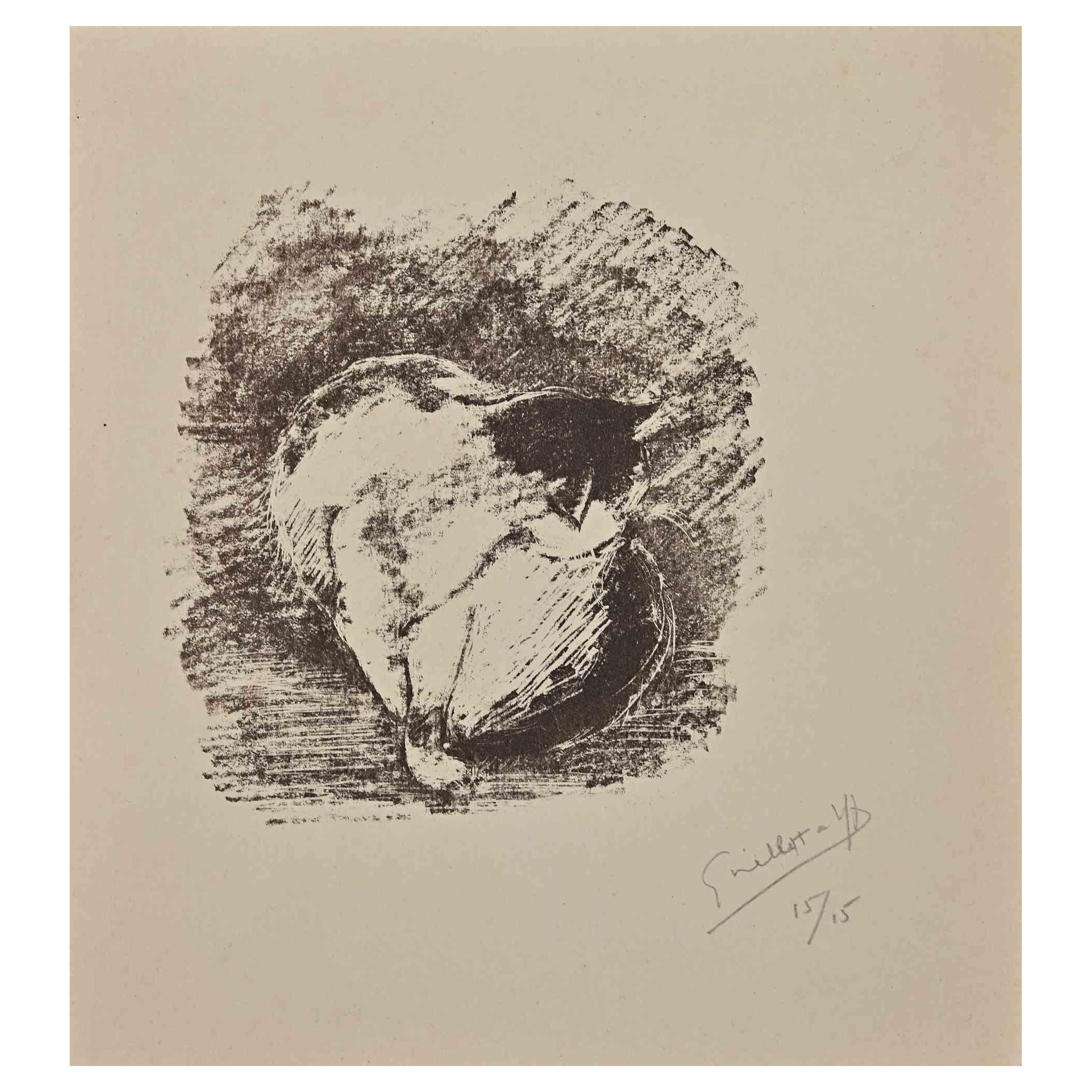 Il gatto -  Litografia di Giselle Halff - Anni '50