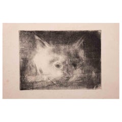 The Cat - Original Etching by Giselle Halff - 1950s