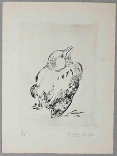 Bird - Original Etching and Aquatint by Giselle Hallf - Mid-20th Century