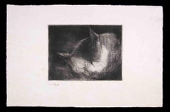 Cat - Original Etching by Giselle Hallf - Mid-20th Century