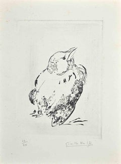 Pigeon - Gravure originale de Giselle Hallf - Milieu du XXe siècle