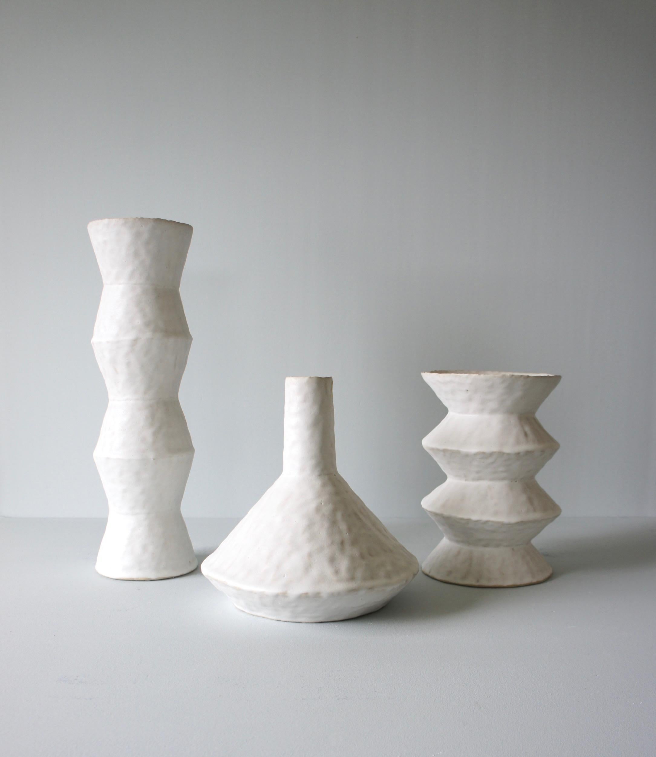 Glazed Giselle Hicks Contemporary White Ceramic Vase, 2019 For Sale