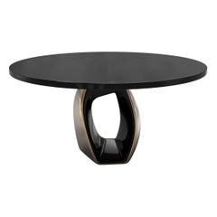 "Giselle" Round Table with Bronze and Stainless Steel, Handmade, Istanbul