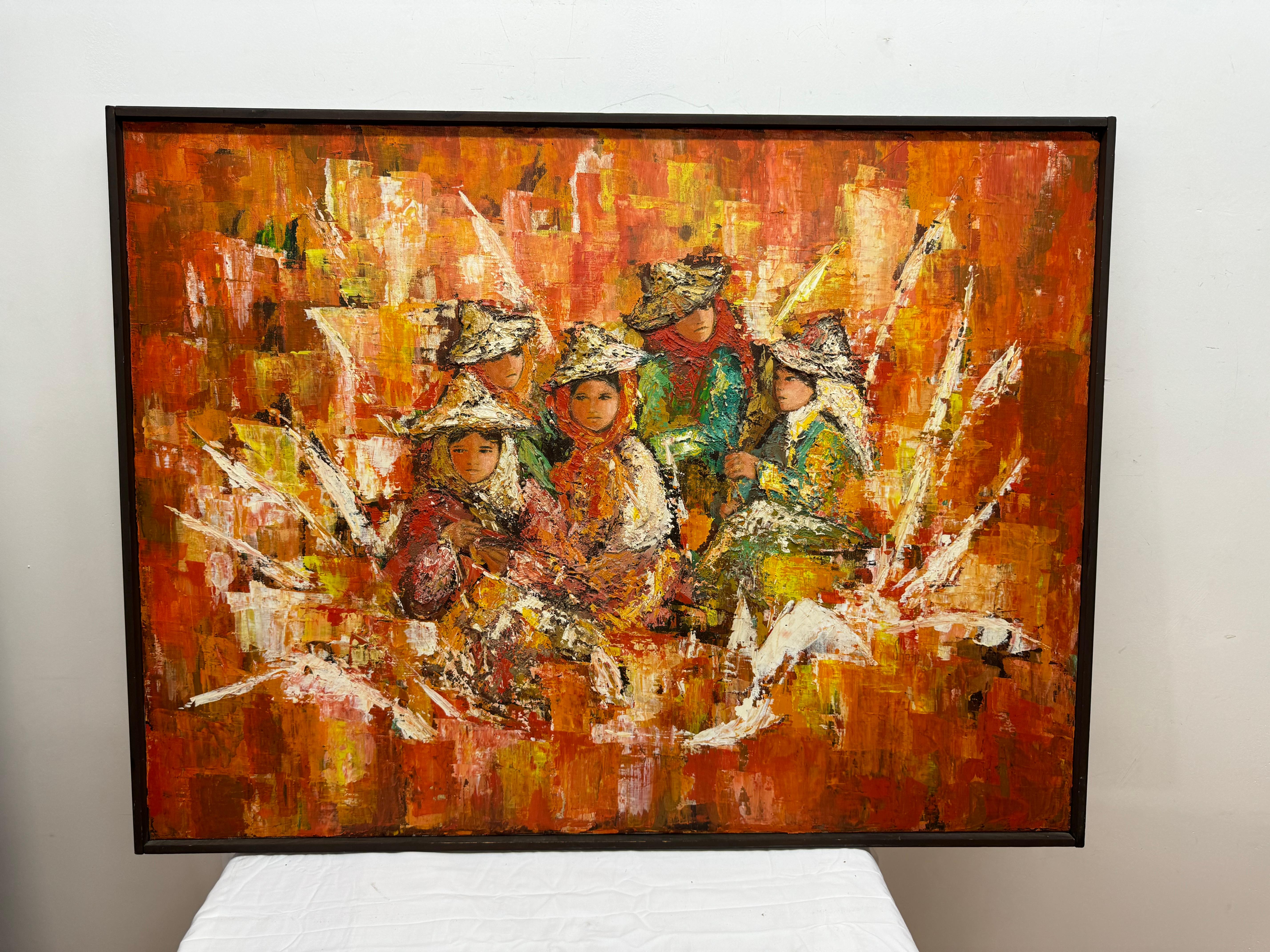 Giselle Shaha Bunte Mitte des Jahrhunderts Figurativ Abstrakt 1969

kalifornischer Künstler

Öl auf Leinwand 

30 x 40 ungerahmt, 31 x 41 gerahmt

