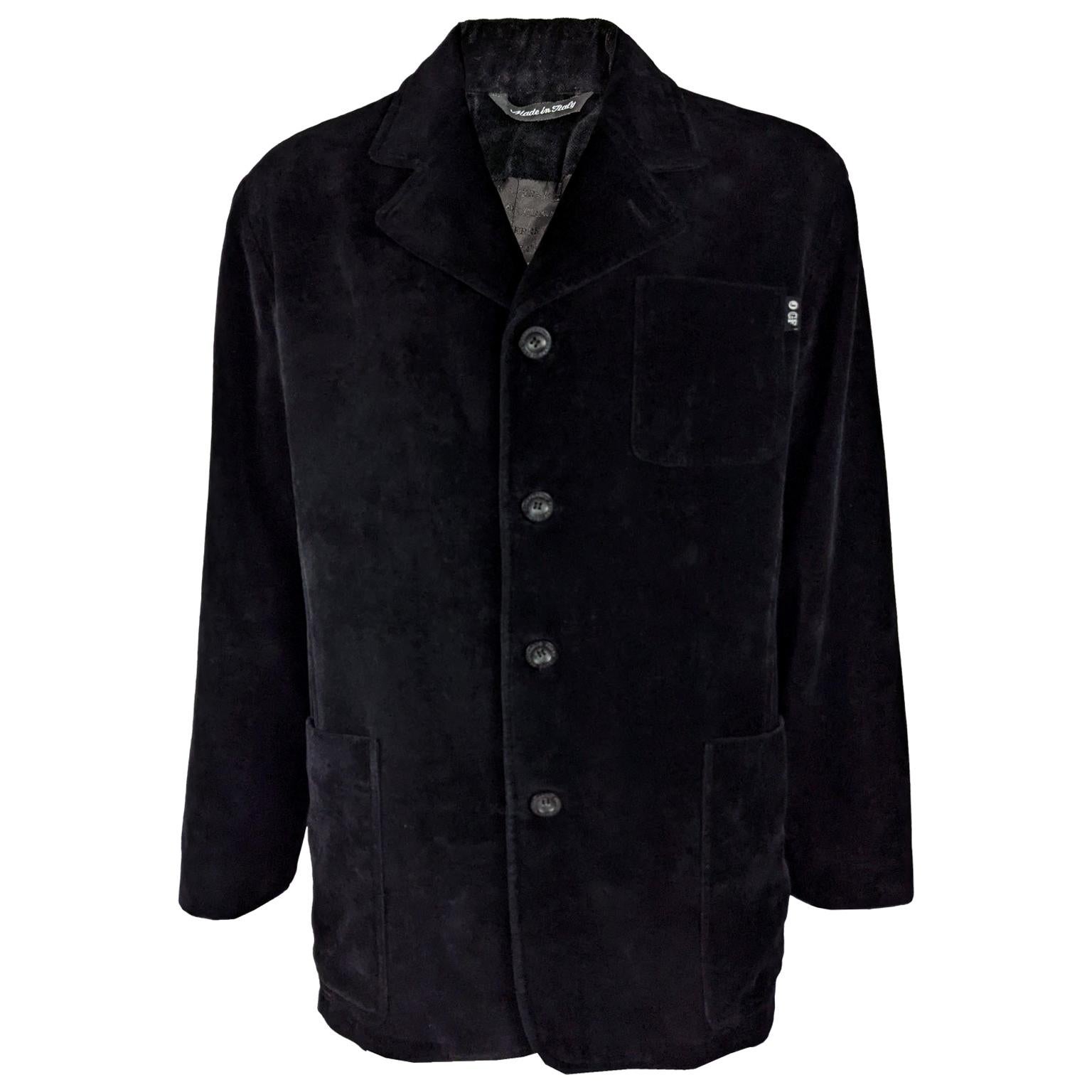 Gisnfranco Ferre Mens Vintage Black Velvet Four Button Jacket For Sale