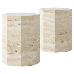 Table d'appoint Gisou - Travertin et Onyx blanc par Studio Aaïa