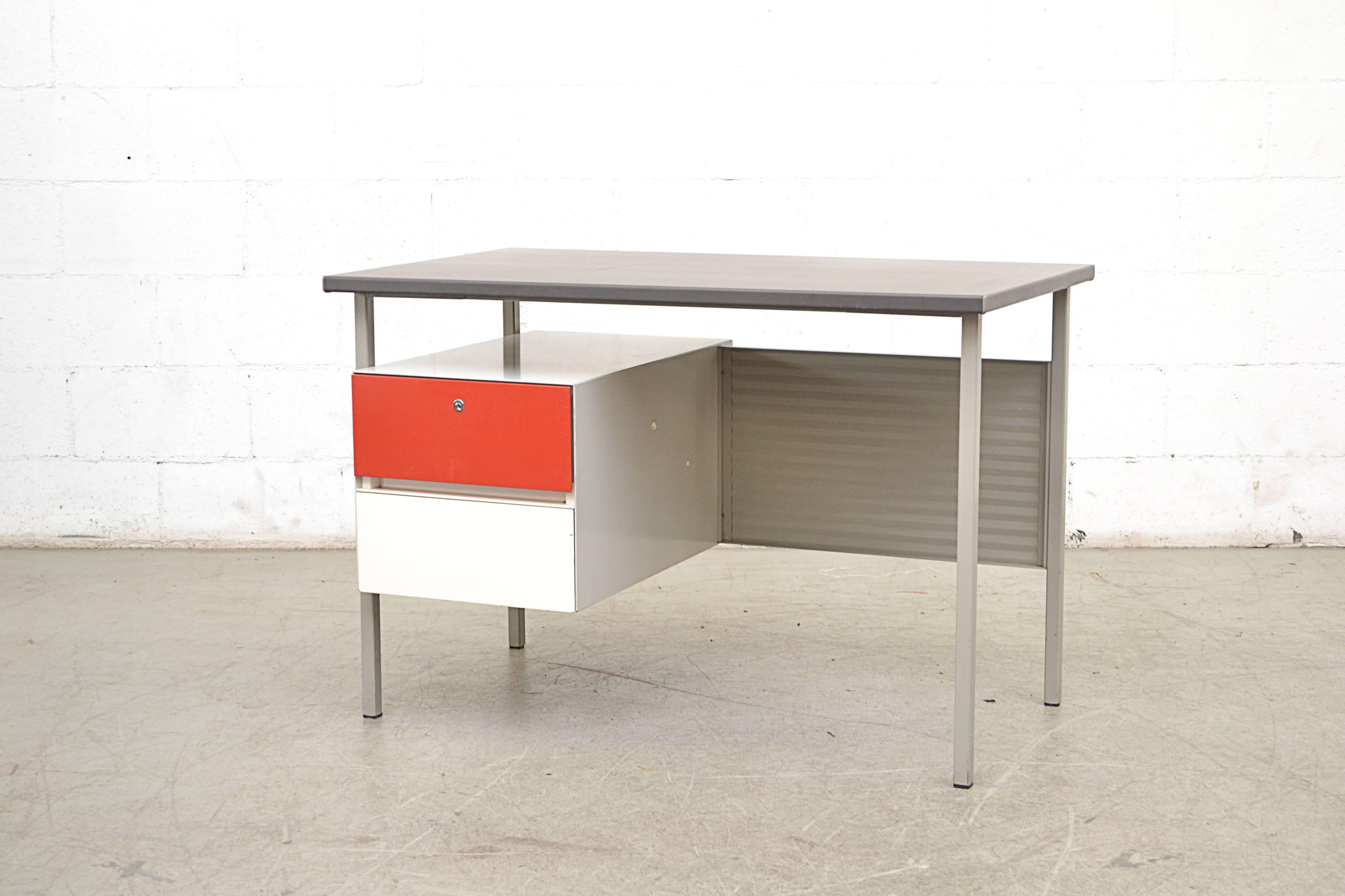 Mid-Century Modern Gispen 3803 Industrial Desk with Privacy Screen