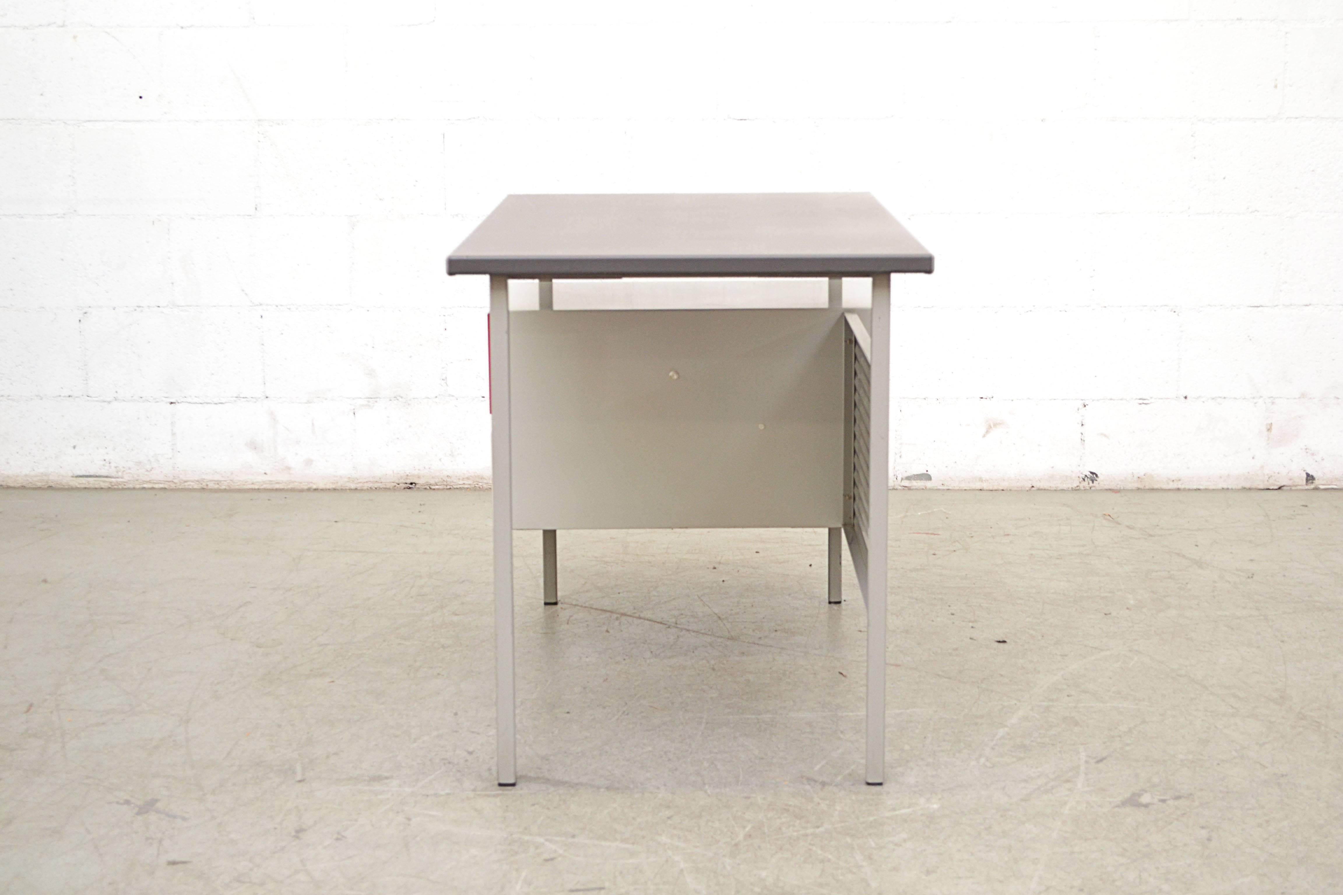Enameled Gispen 3803 Industrial Desk with Privacy Screen