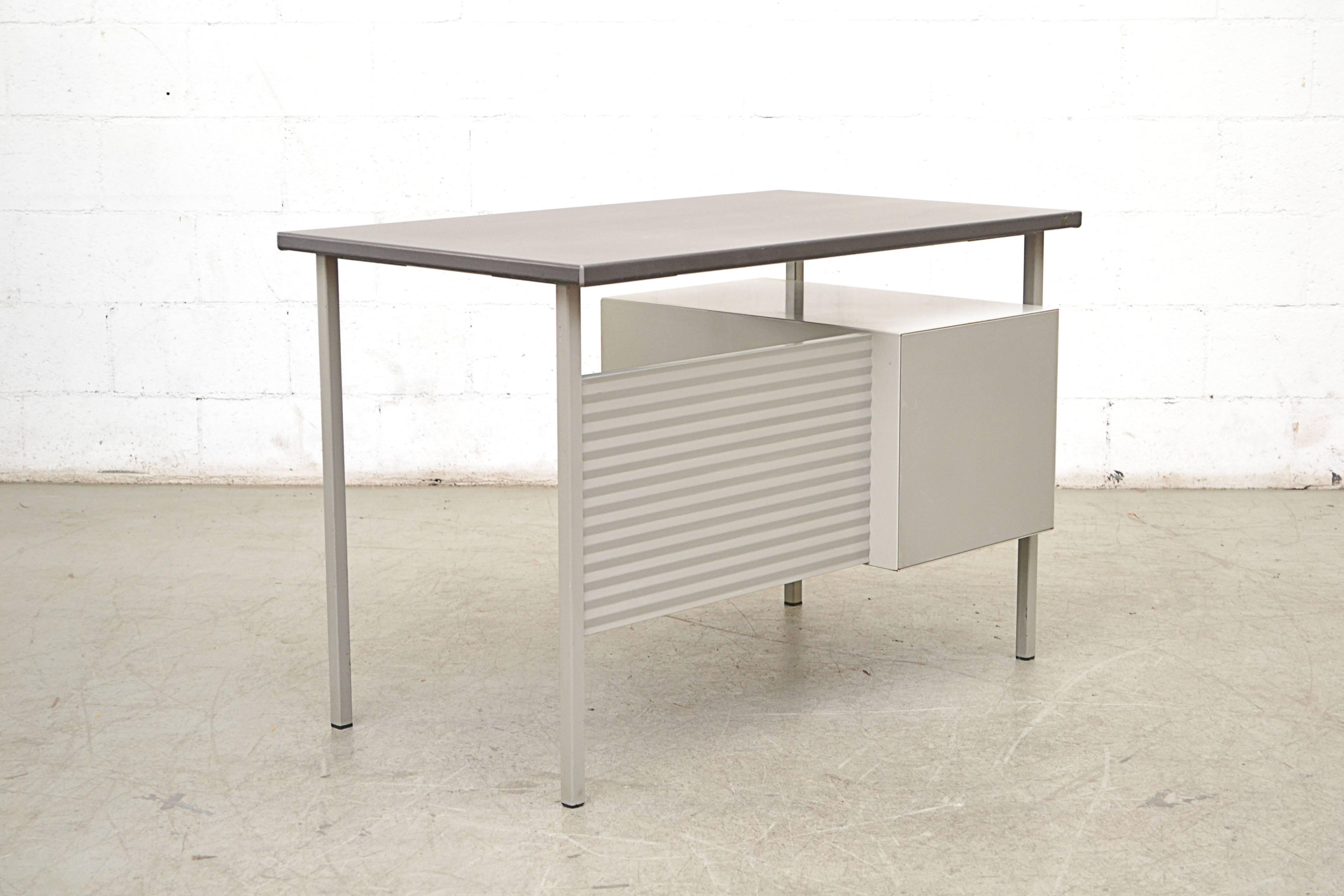 Gispen 3803 Industrial Desk with Privacy Screen In Good Condition In Los Angeles, CA
