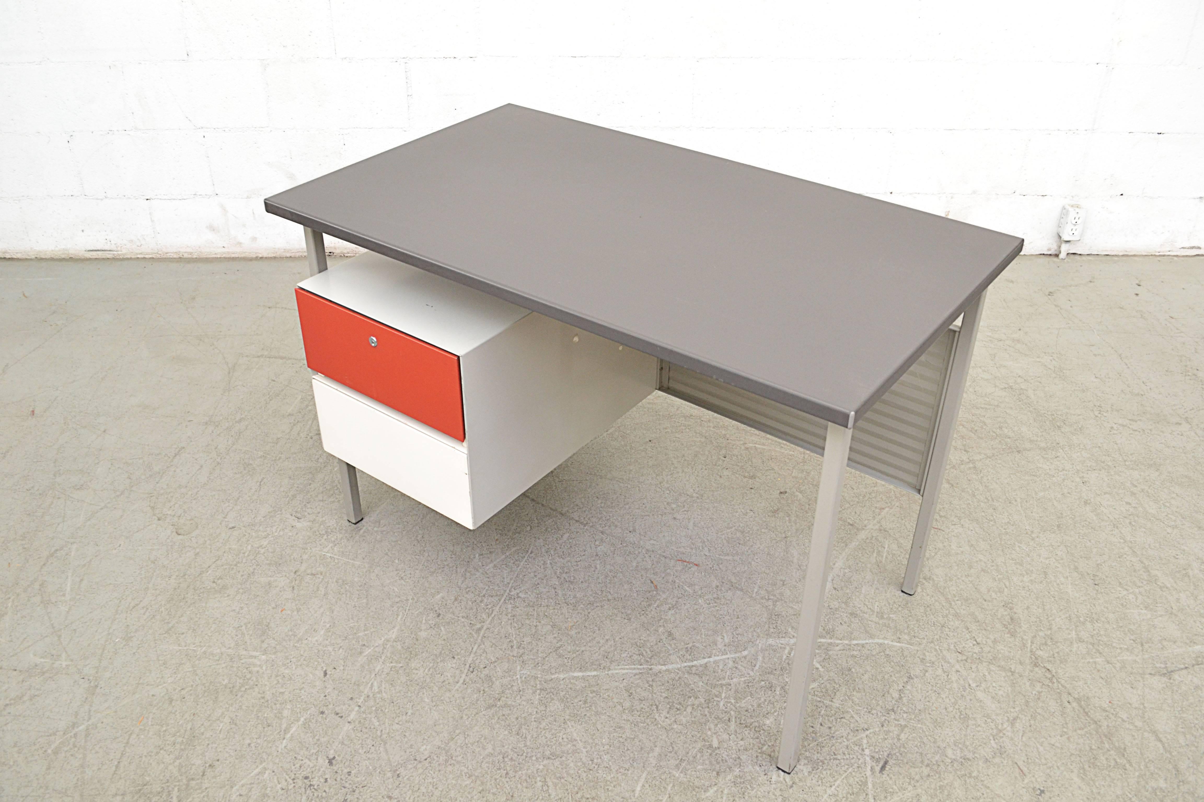 Metal Gispen 3803 Industrial Desk with Privacy Screen