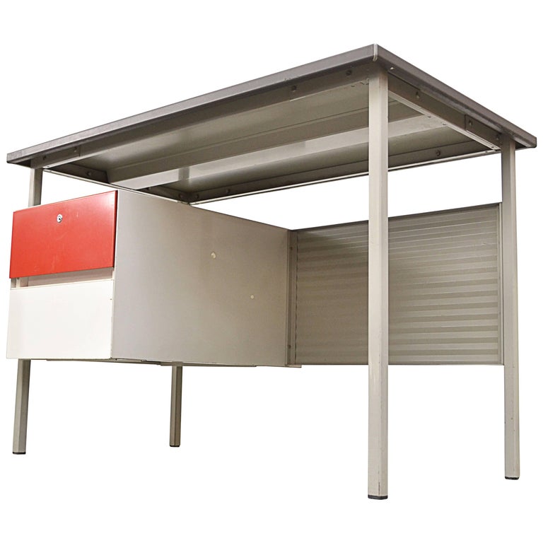 Gispen 3803 Industrial Desk With Privacy Screen For Sale At 1stdibs