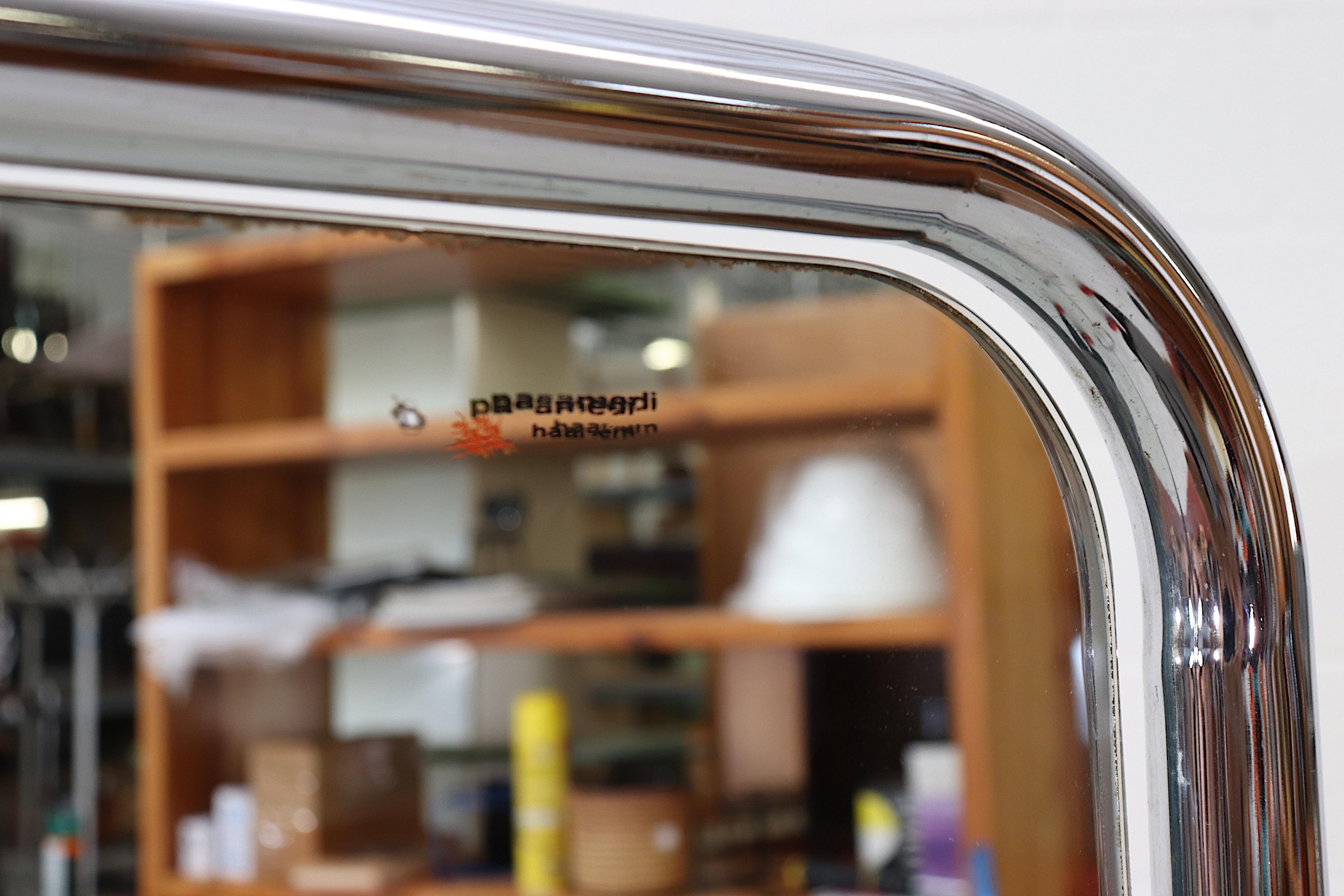 Mid-Century Modern Gispen Chrome Full Length Rolling Mirror