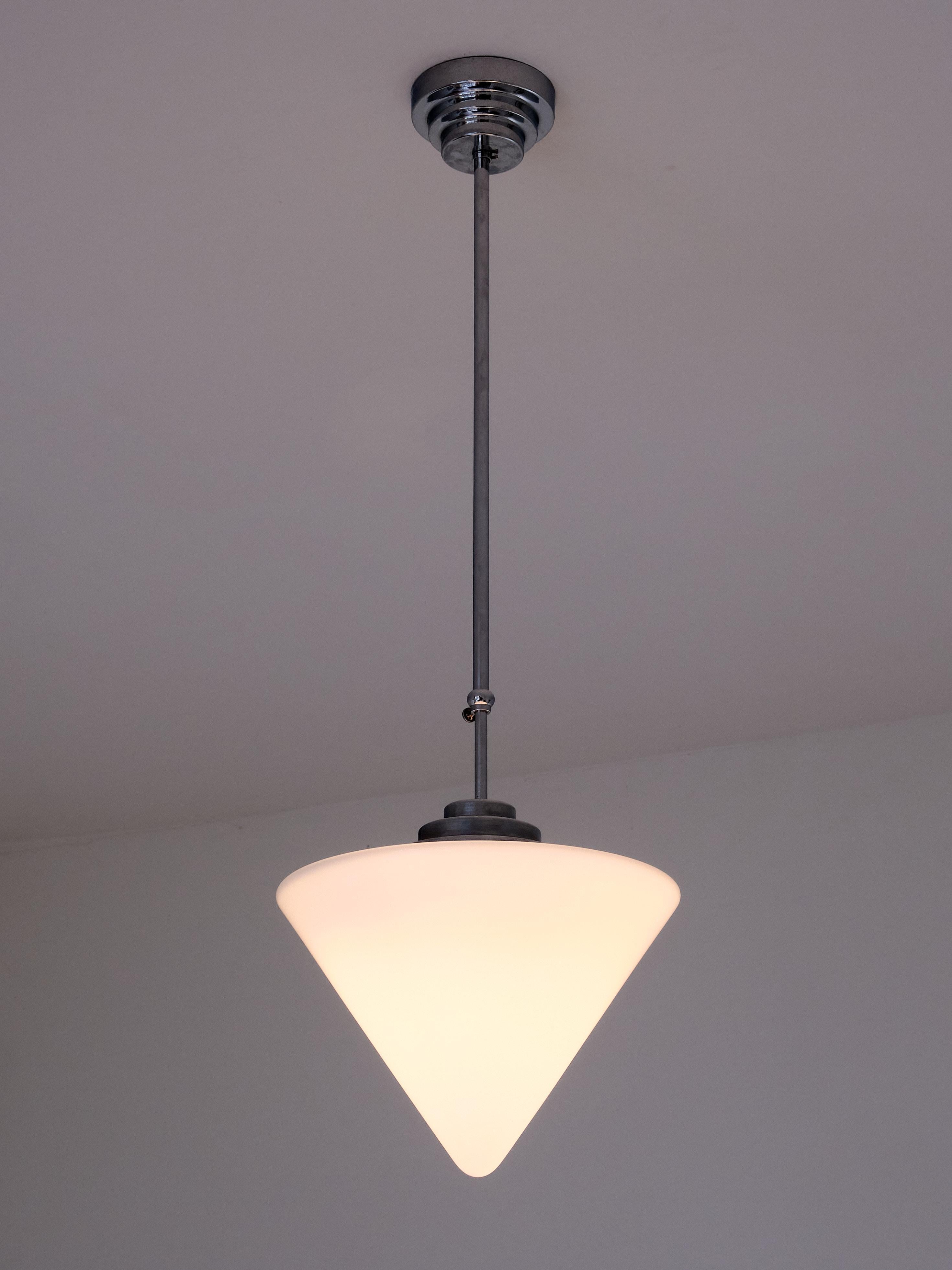 Dutch Gispen Cone Shaped Pendant Light with Adjustable Drop Height, Netherlands, 1950s For Sale