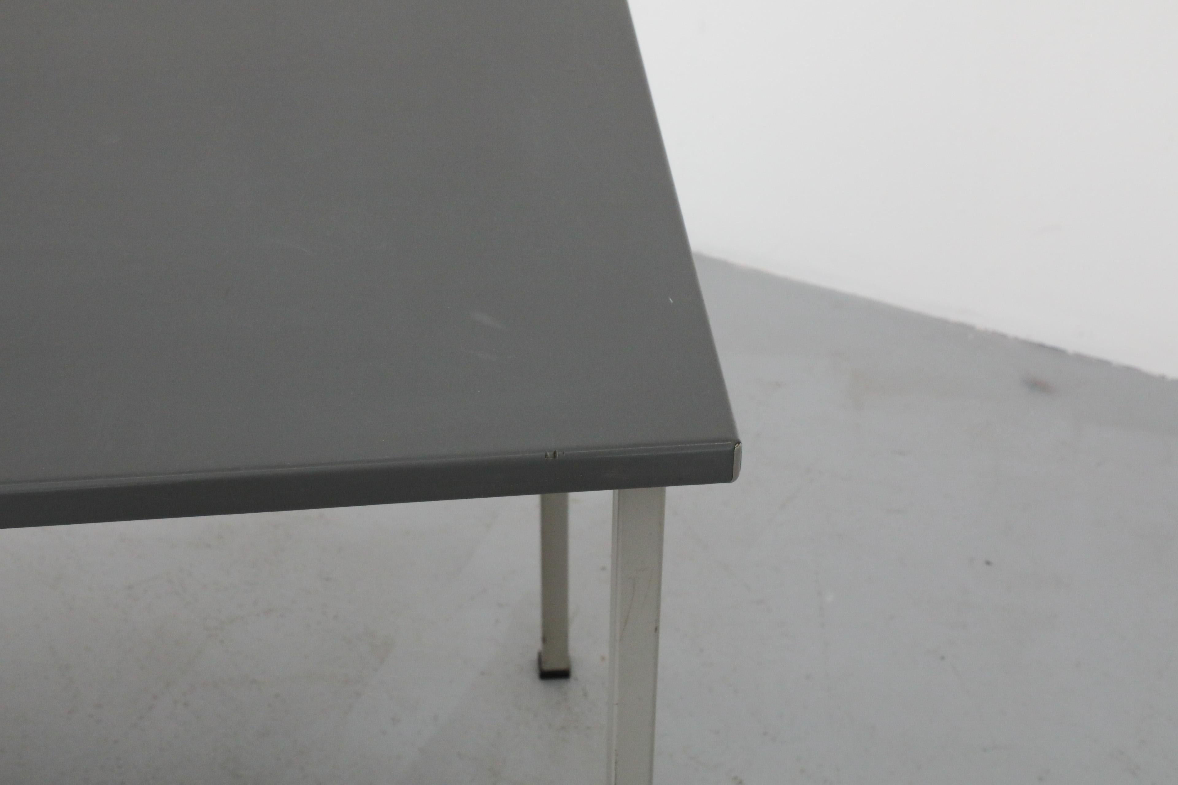 Gispen Desk with Gray Enameled Metal Frame, Chartreuse Drawers, & Privacy Screen For Sale 8