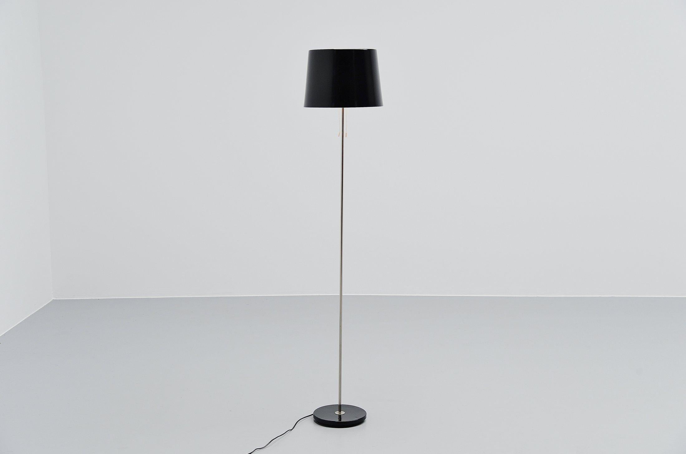 Lacquered Gispen Floor Lamp Black Industrial, 1960
