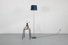Gispen Floor Lamp with Blue Enameled Metal Base and Shade on Chrome Stem