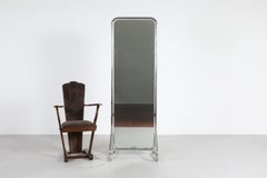Gispen Full-Length Double-Sided Chrome Standing Mirror, Netherlands, circa 1950