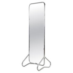 Gispen Full-Length Double-Sided Chrome Standing Mirror, Netherlands, circa 1950