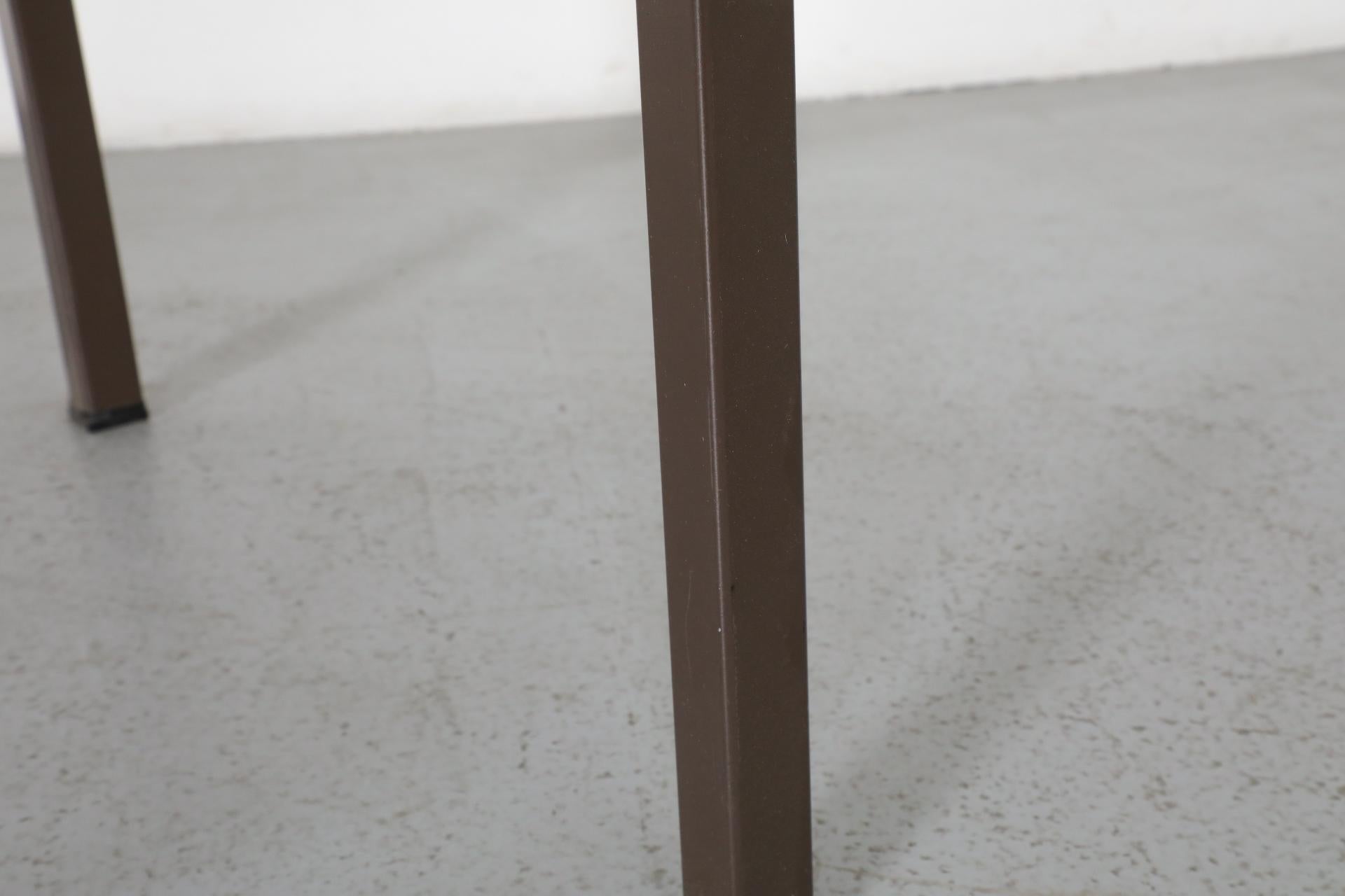 Gispen Industrial Chocolate Enameled Metal Desk with Teak Top and Single Drawer 14