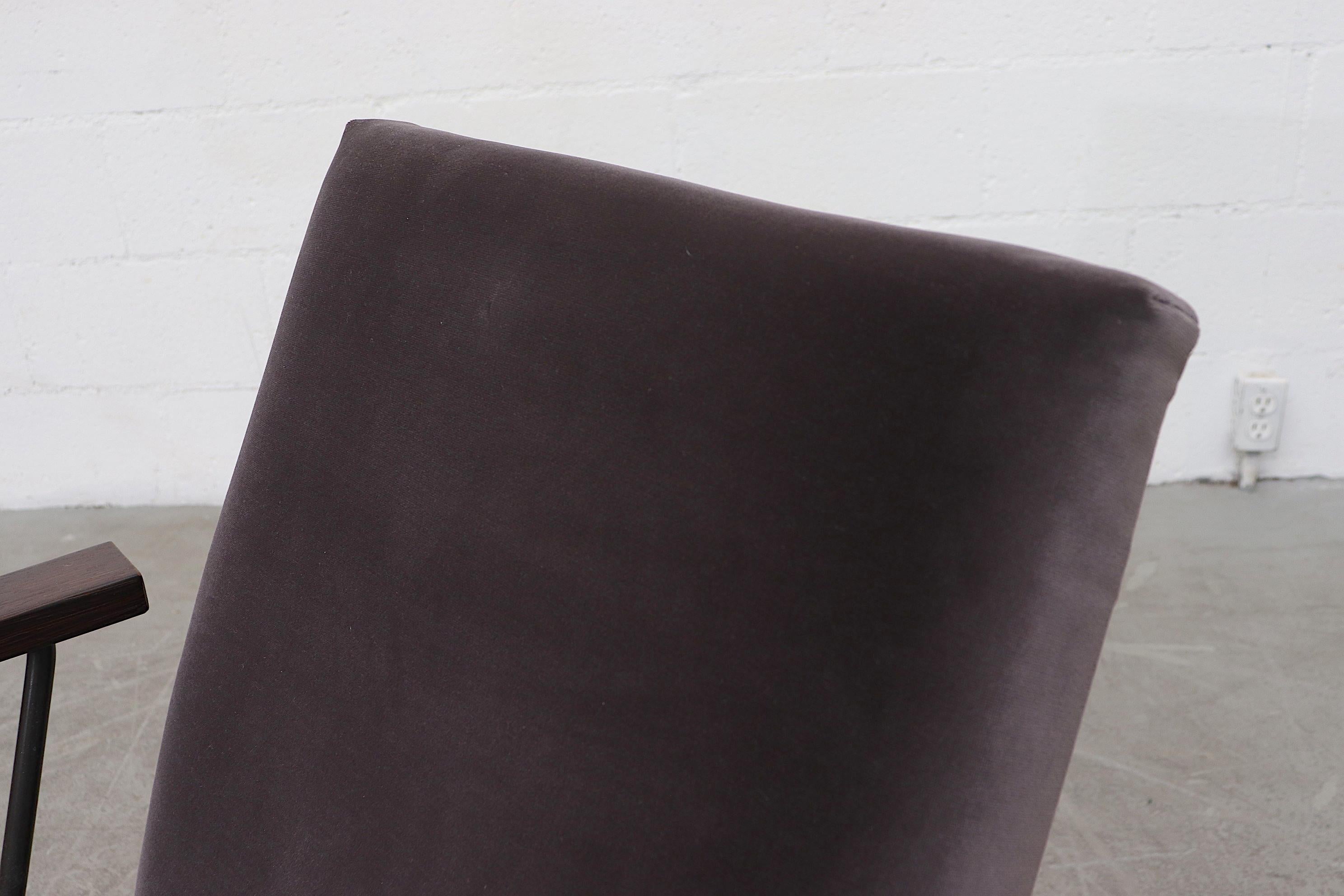 Gispen Kembo Lounge Chair in Dark Grey Velvet 2