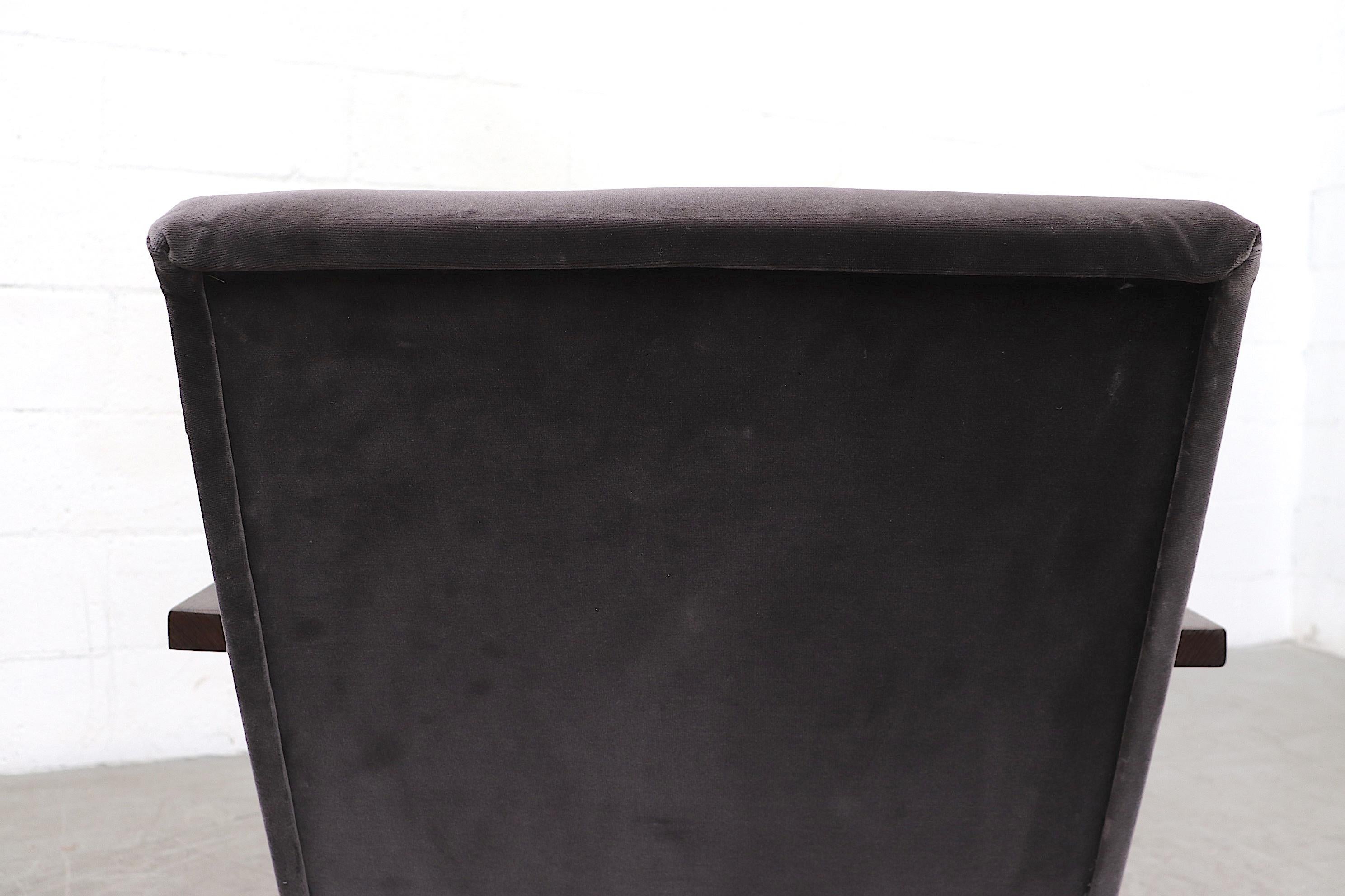 Gispen Kembo Lounge Chair in Dark Grey Velvet 3