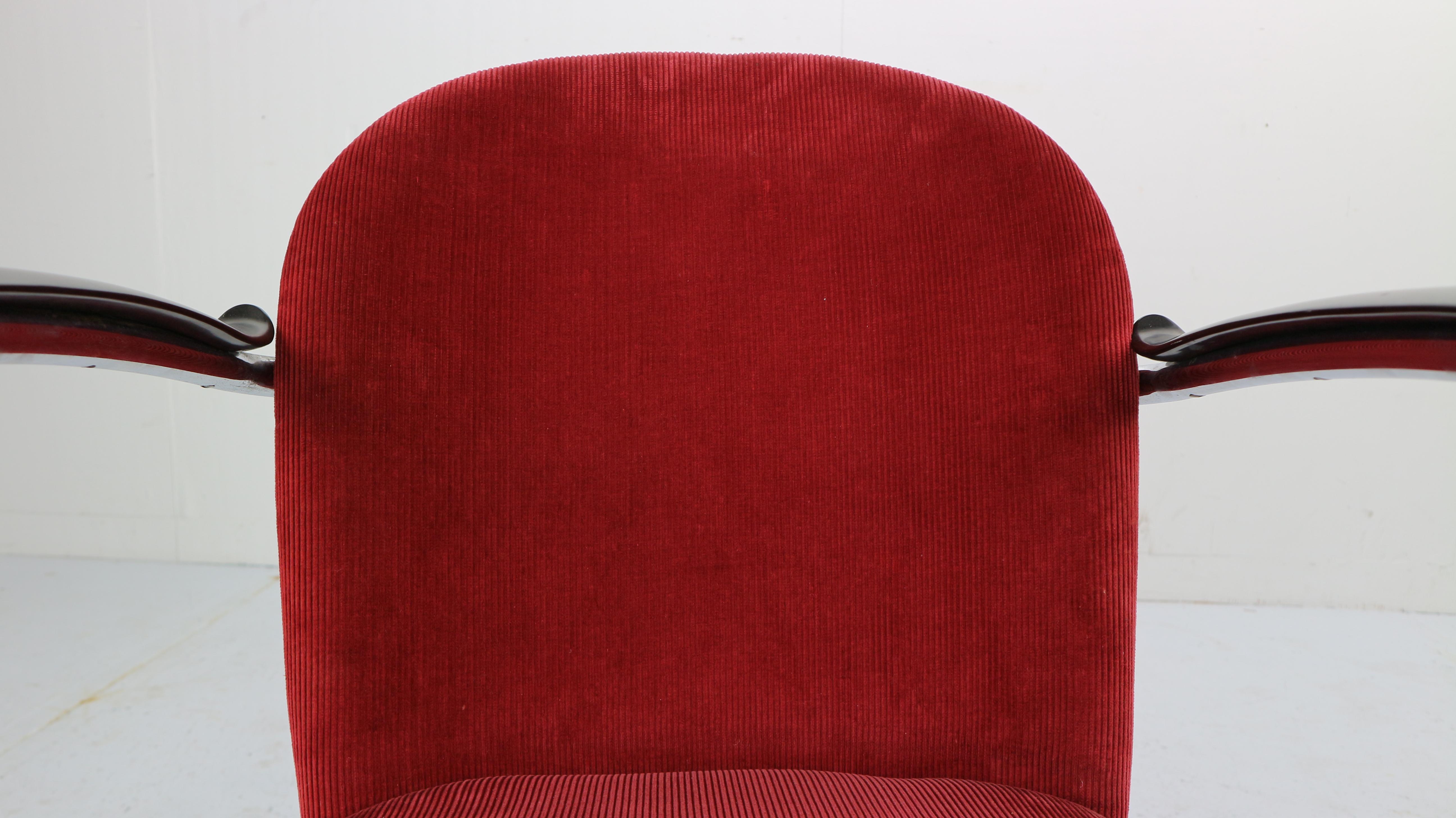 Gispen M-414 Chrome & Red Rib Fabric Easy Lounge, Armchair by W.H. Gispen, 1935 11
