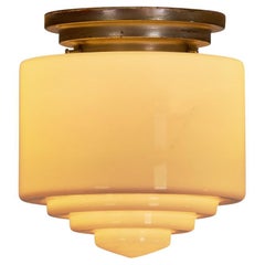 Retro Gispen Opal Glass Stepped Ceiling Lamp, The Netherlands 1950s