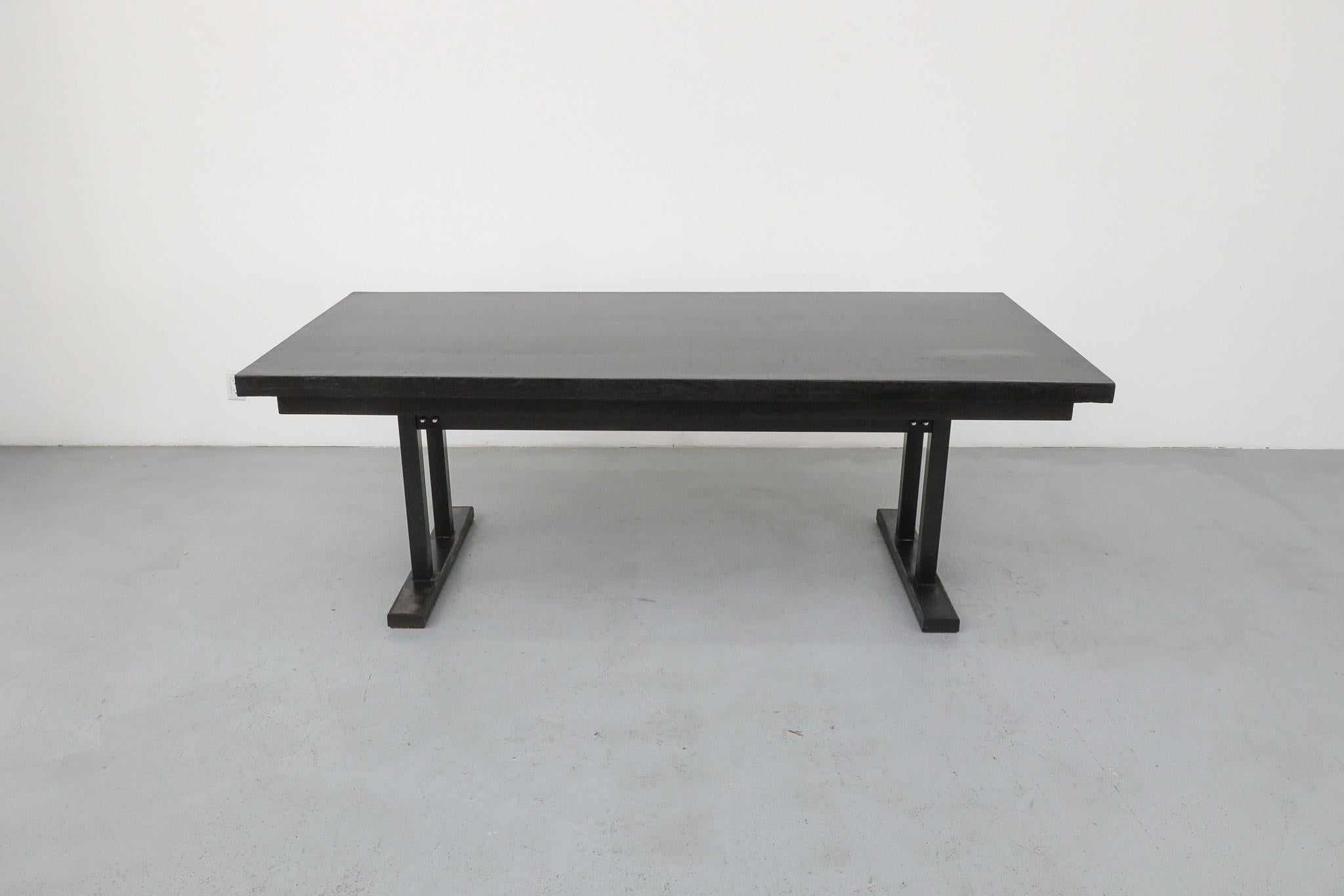 Olandese Gispen Style Black Stained Conference or Dining Table by Tijsseling, Netherlands in vendita