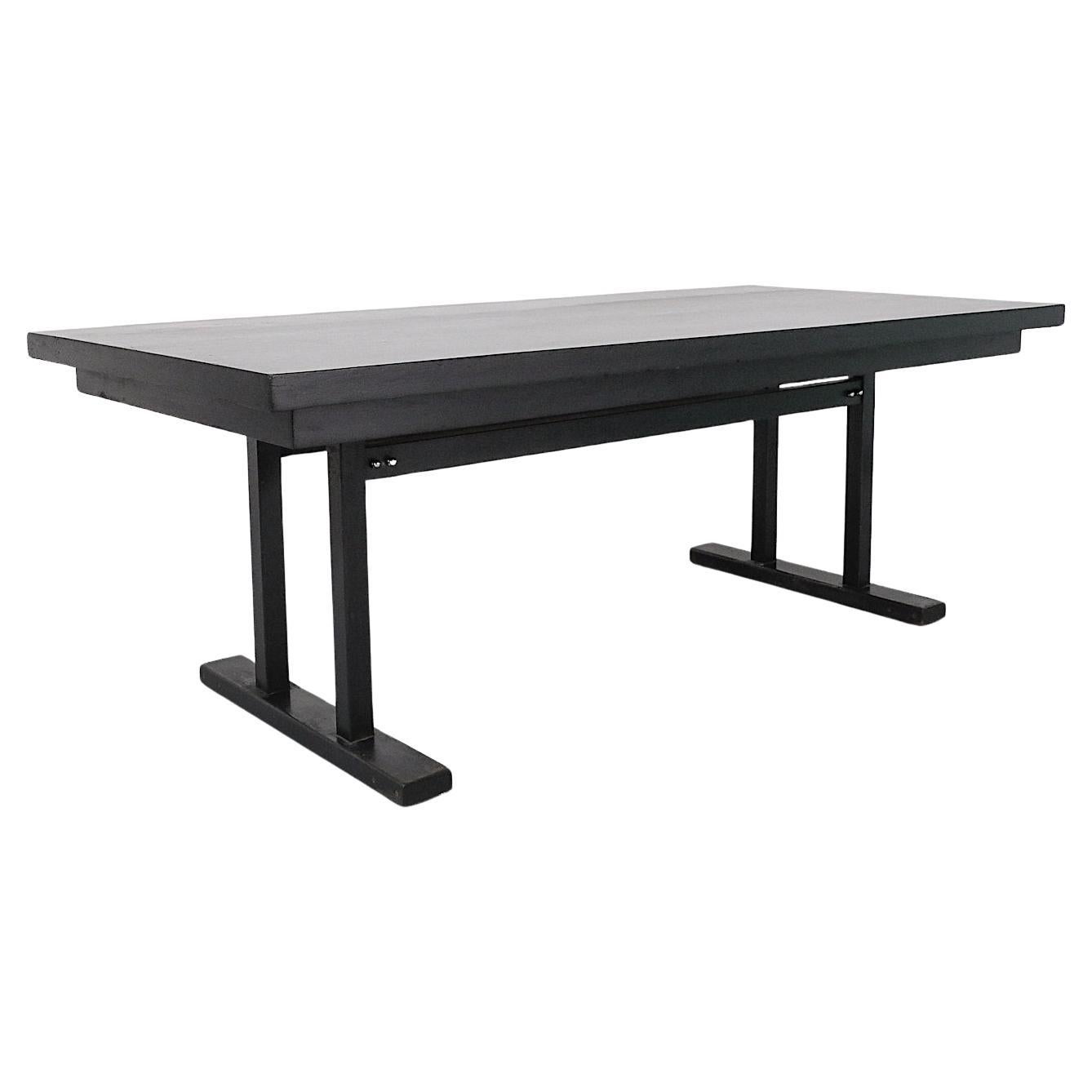 Gispen Style Black Stained Conference or Dining Table by Tijsseling, Netherlands in vendita