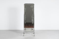 Gispen Style Rolling Chrome Floor Mirror, Netherlands, circa 1950