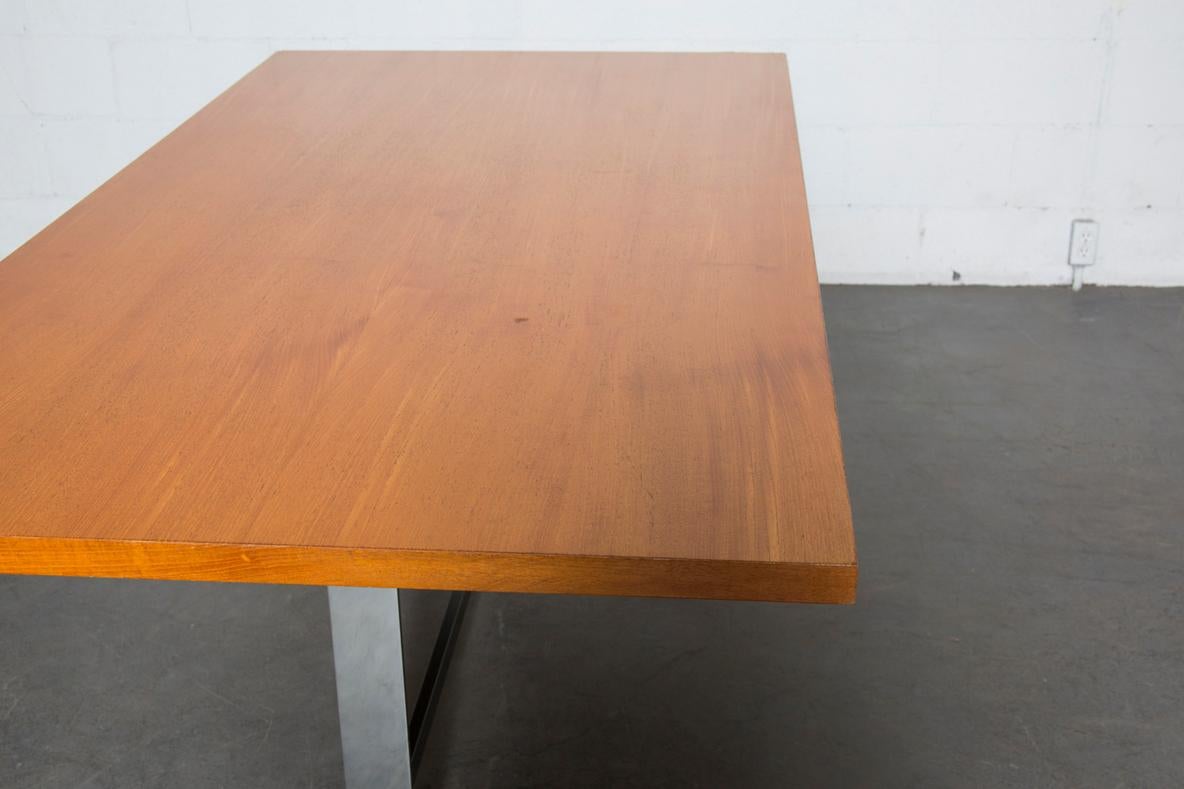Gispen Style Teak Top Conference Table With Chrome Base For Sale 6