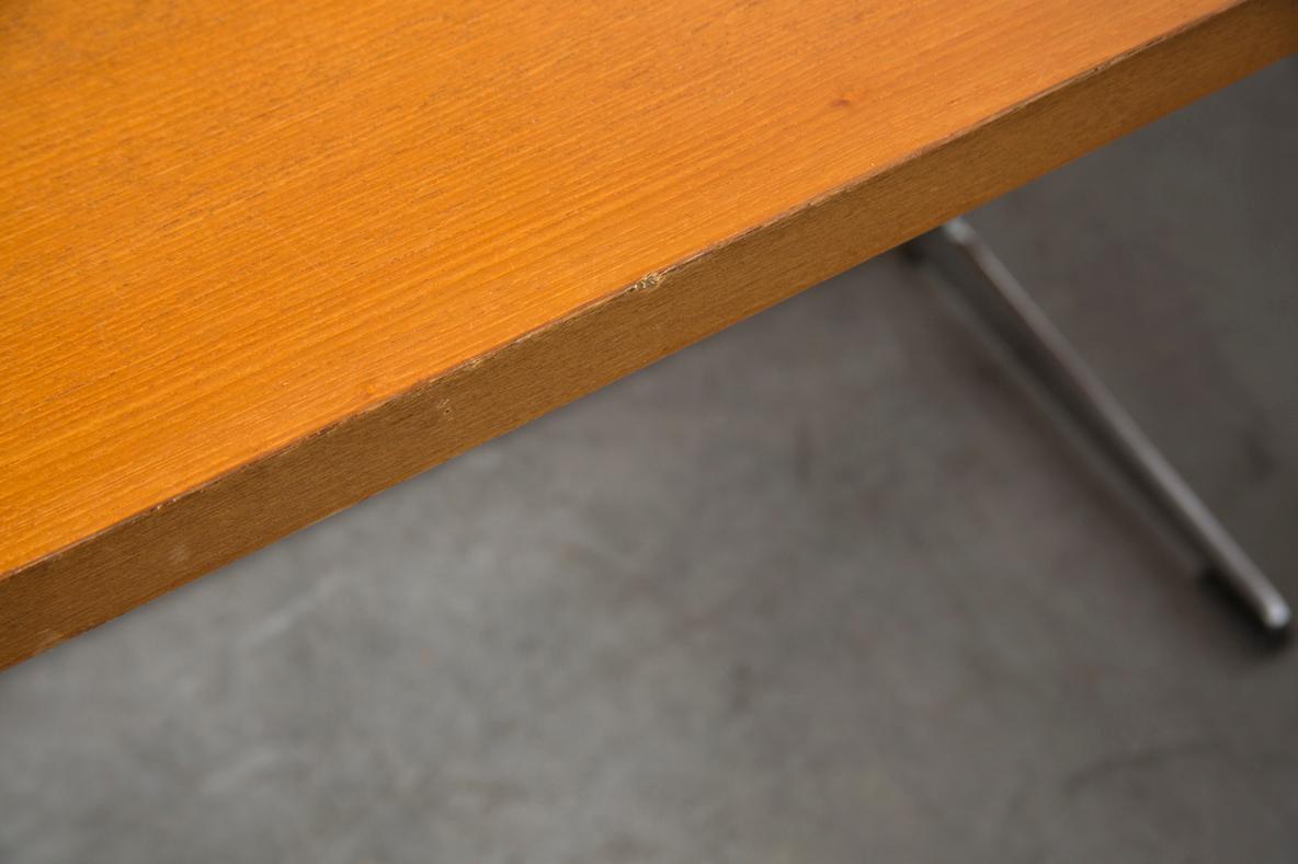 Gispen Style Teak Top Conference Table With Chrome Base For Sale 7