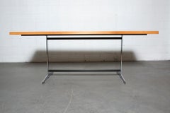 Gispen Style Teak Top Conference Table With Chrome Base