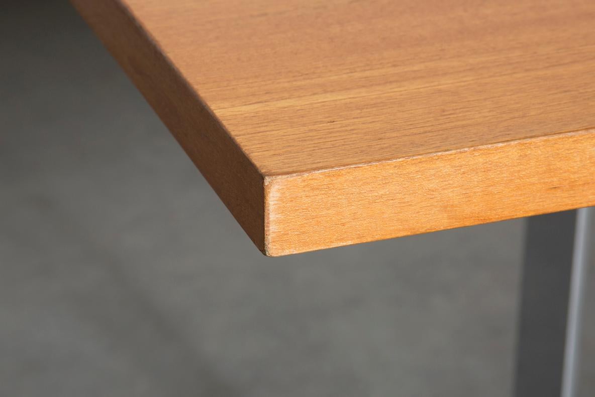 Dutch Gispen Style Teak Top Conference Table With Chrome Base For Sale