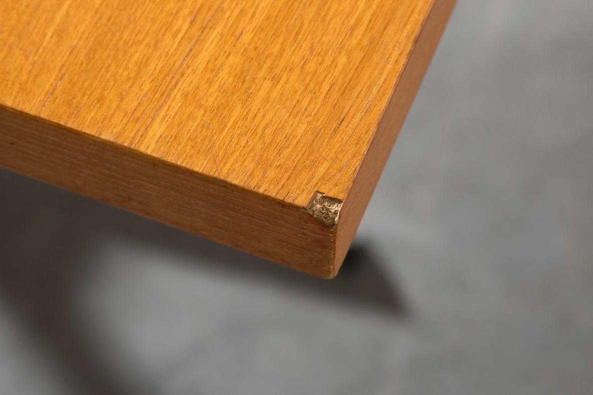 Late 20th Century Gispen Style Teak Top Conference Table With Chrome Base For Sale