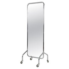 Gispen Style Tubular Chrome Full-Length Rolling Mirror, Netherlands