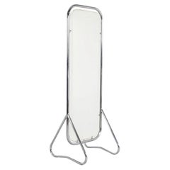 Gispen Style Tubular Chrome Full-Length Standing Mirror, Netherlands, c. 1950