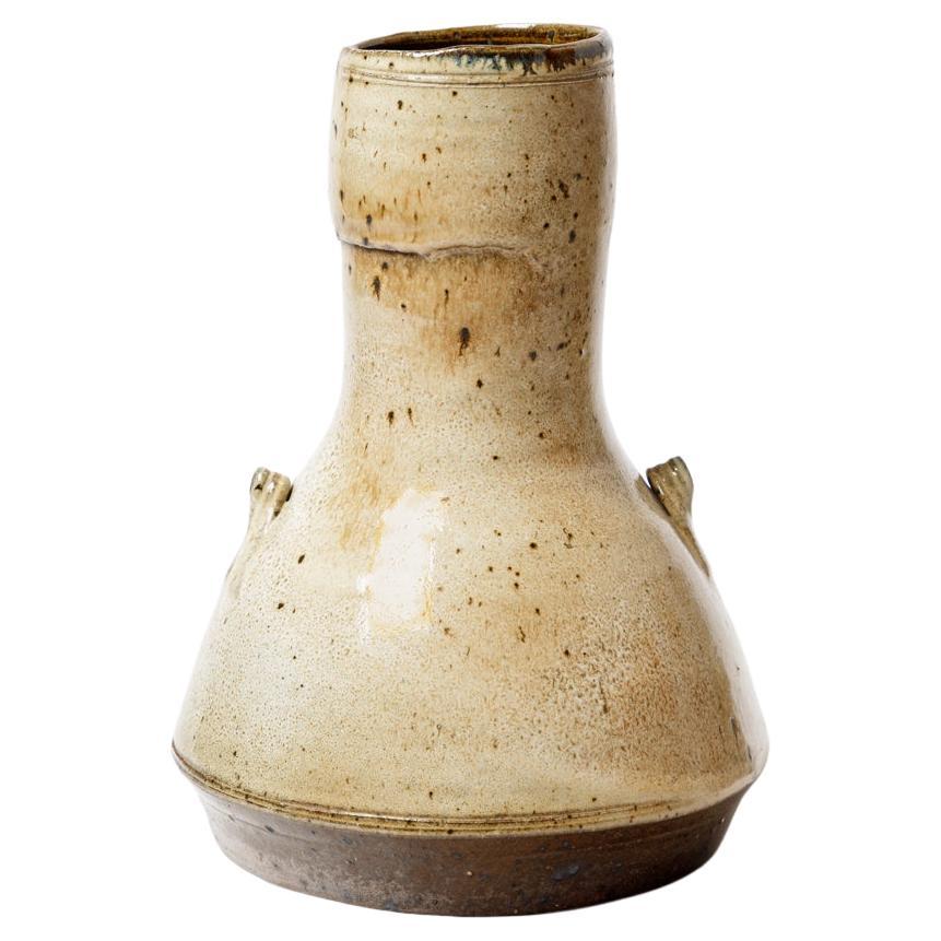 Gistave Tiffoche grand vase en céramique marron du 20ème siècle, 28 cm, vers 1960 