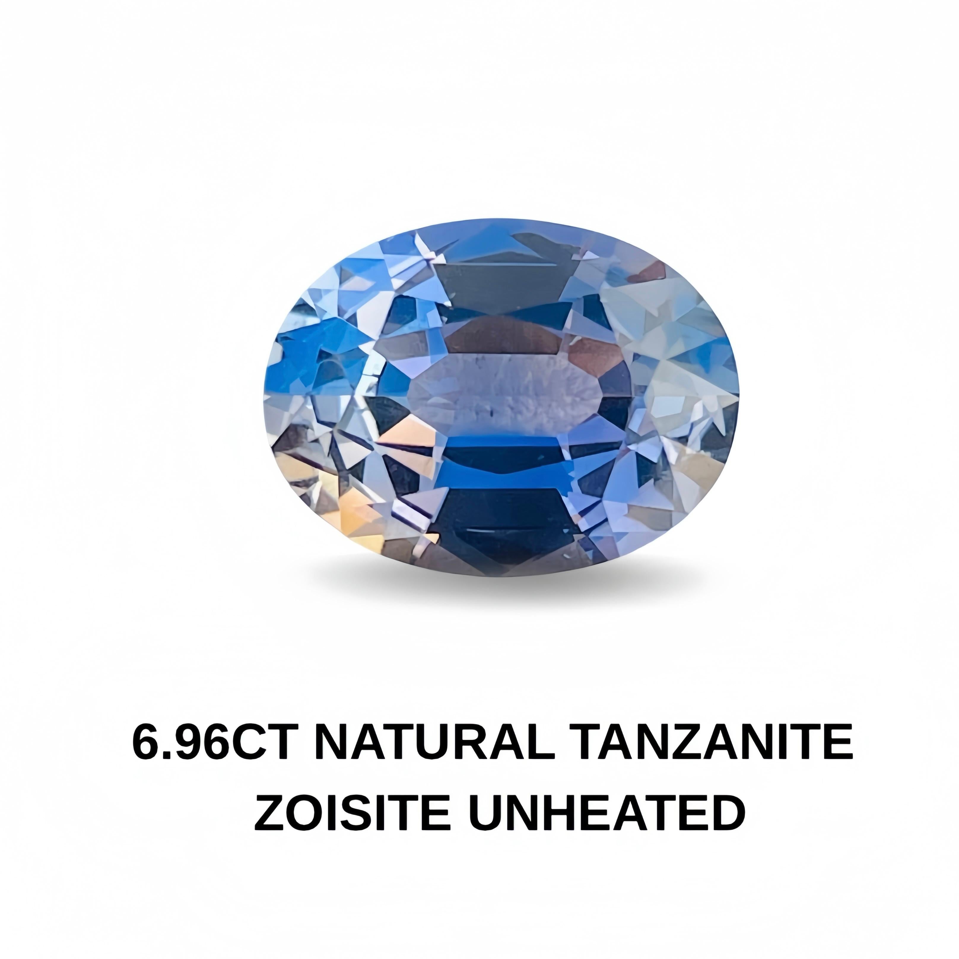 Brilliant Cut 6.96 Ct GIT AIG Two certificate Natural Unheated Tanzanite Metallic purple Color For Sale