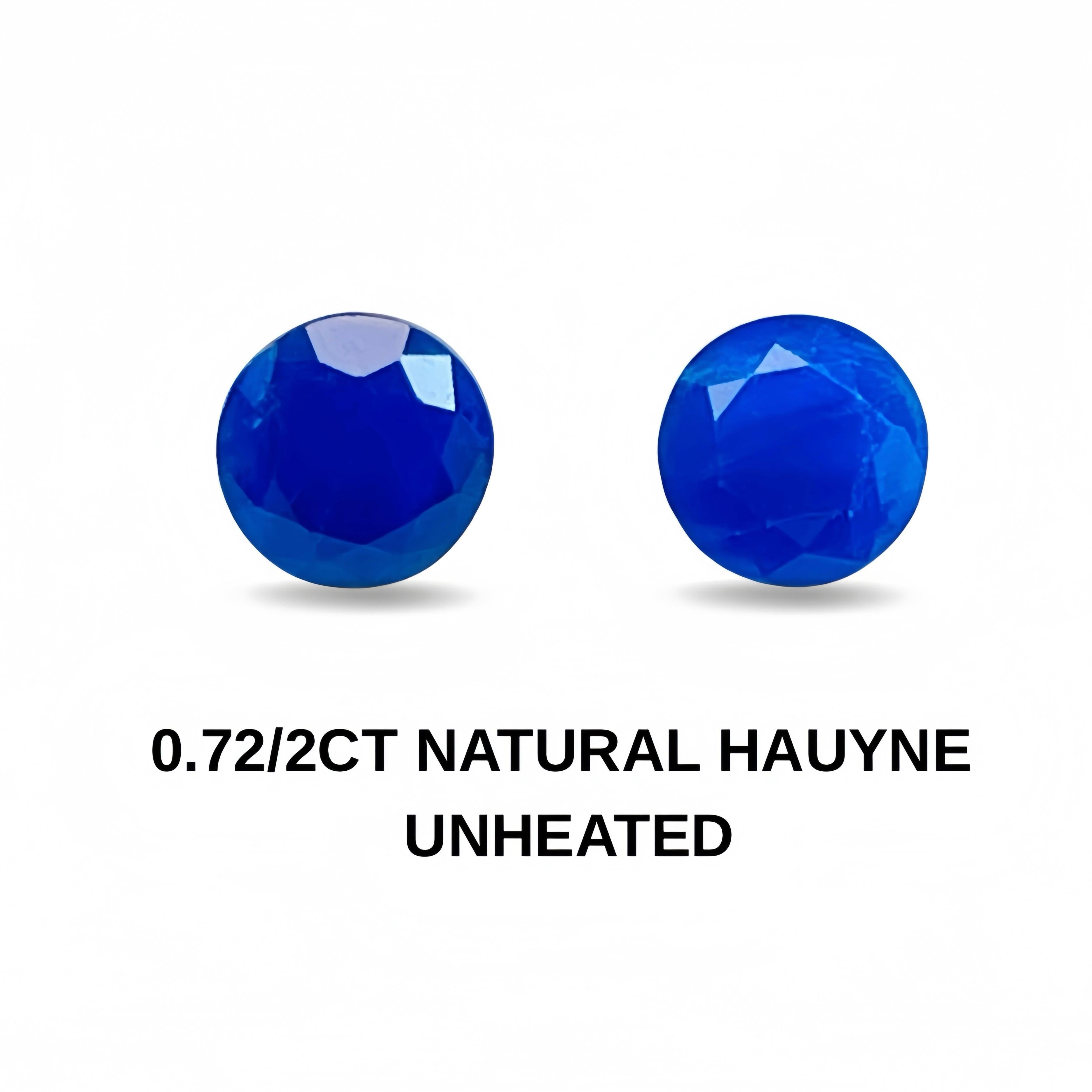 Paire rare Hauyne naturel de 0,72 carats de couleur bleu foncé certifié GIT Unisexe en vente