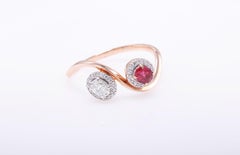 18kt White Gold Ruby and Diamond Ring, GIT Certified, Unisex, Asia