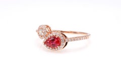 GIT Certified 0.53 Carat Natural Fancy Pinkish Red Ruby Diamond Ring