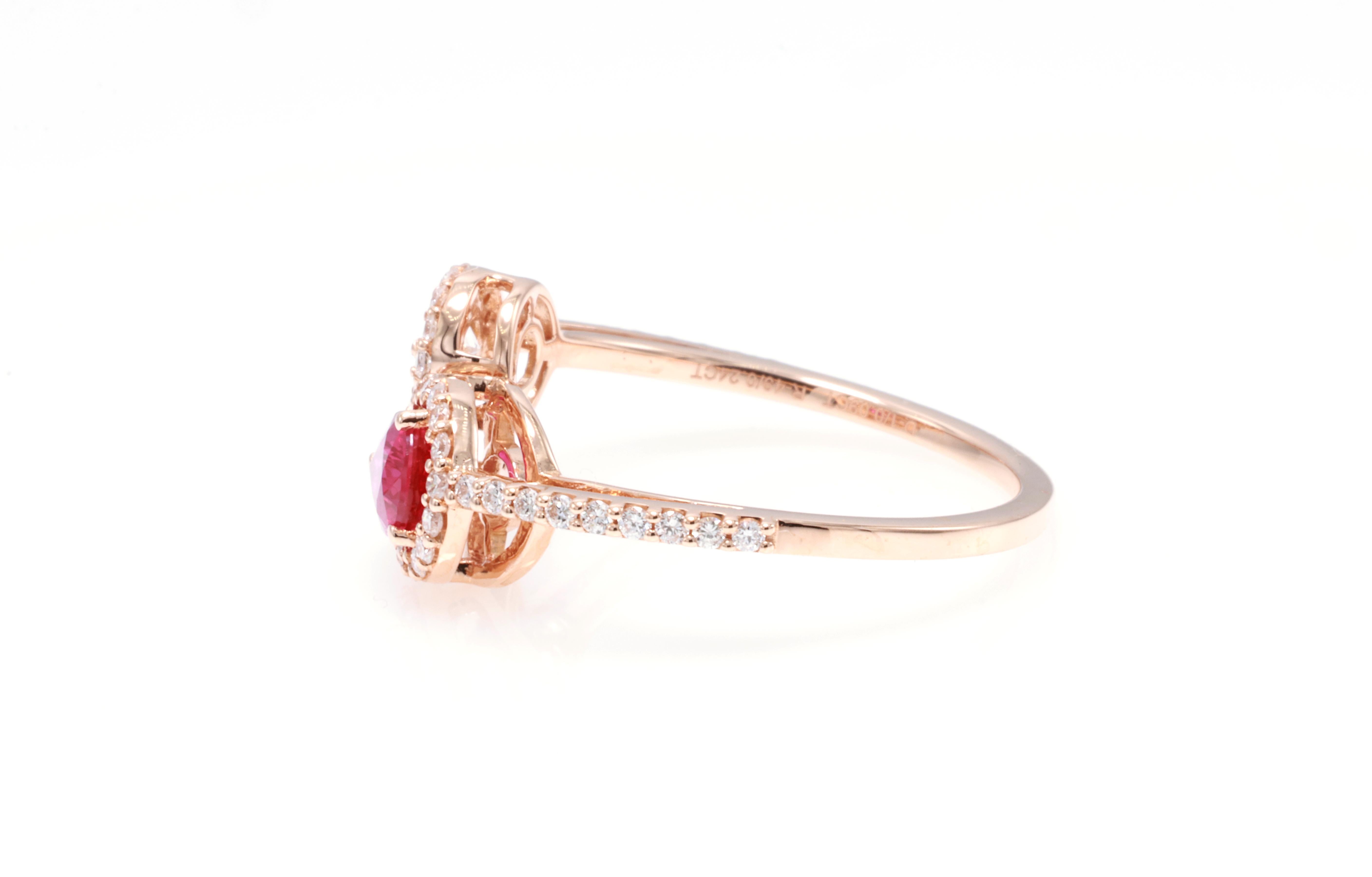 Women's or Men's GIT Certified 0.53 Carat Natural Fancy Pinkish Red Ruby Diamond Ring For Sale