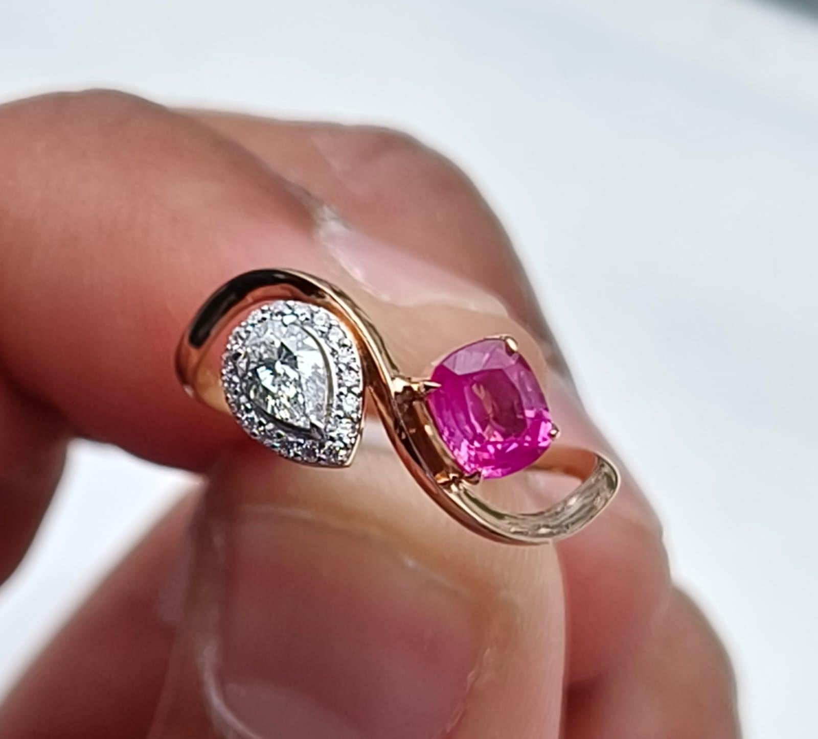 GIT Certified 0.53 Carat Pink Sapphire Ring For Sale 5