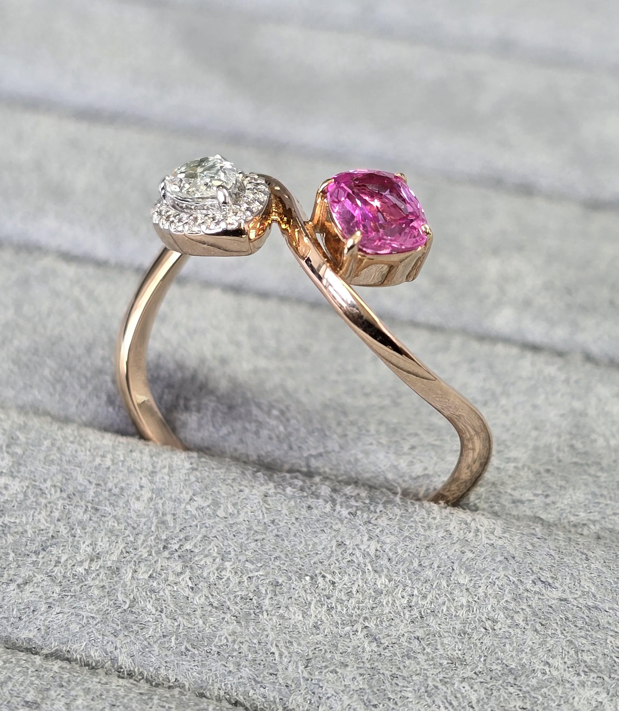 GIT Certified 0.53 Carat Pink Sapphire Ring For Sale 6