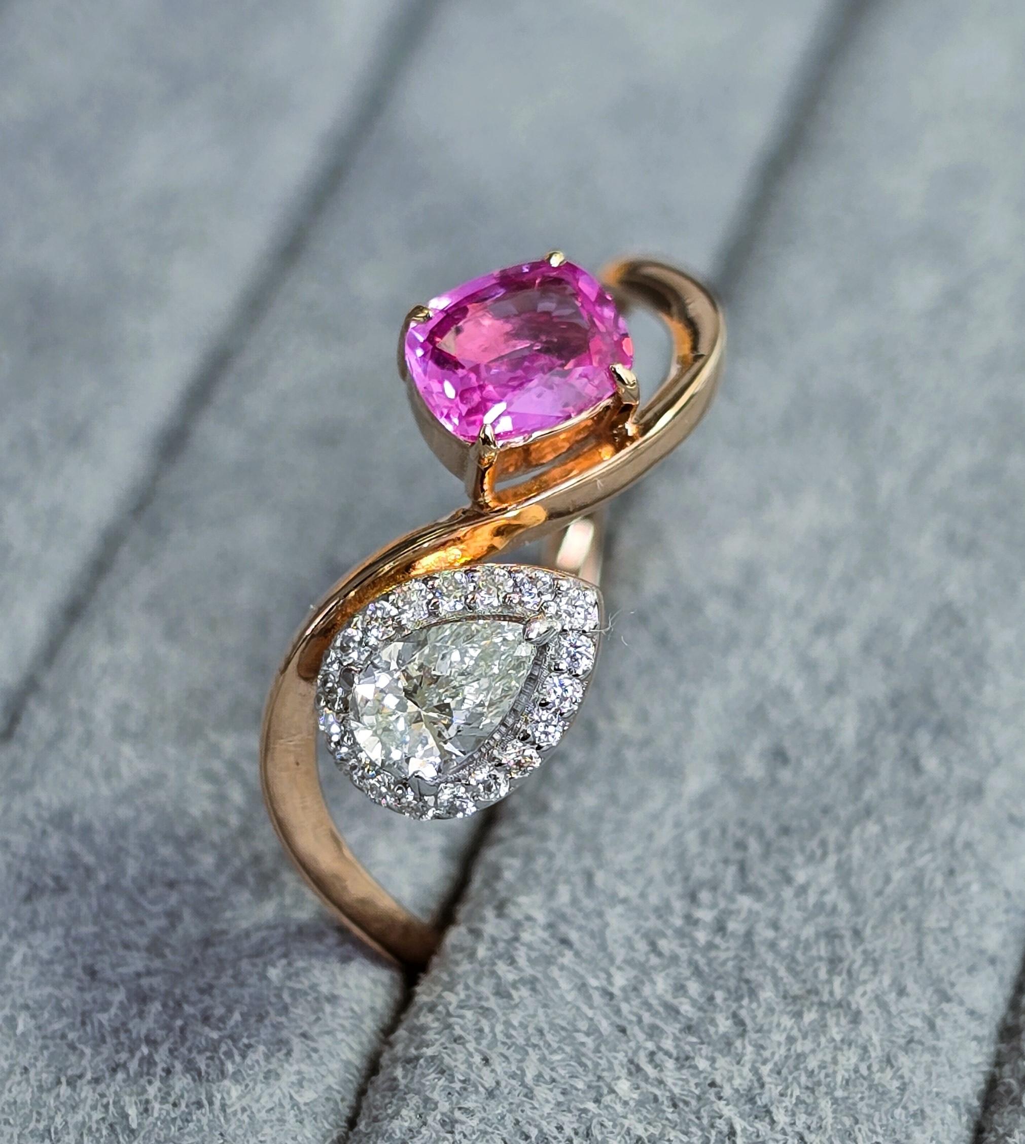 GIT Certified 0.53 Carat Pink Sapphire Ring For Sale 7