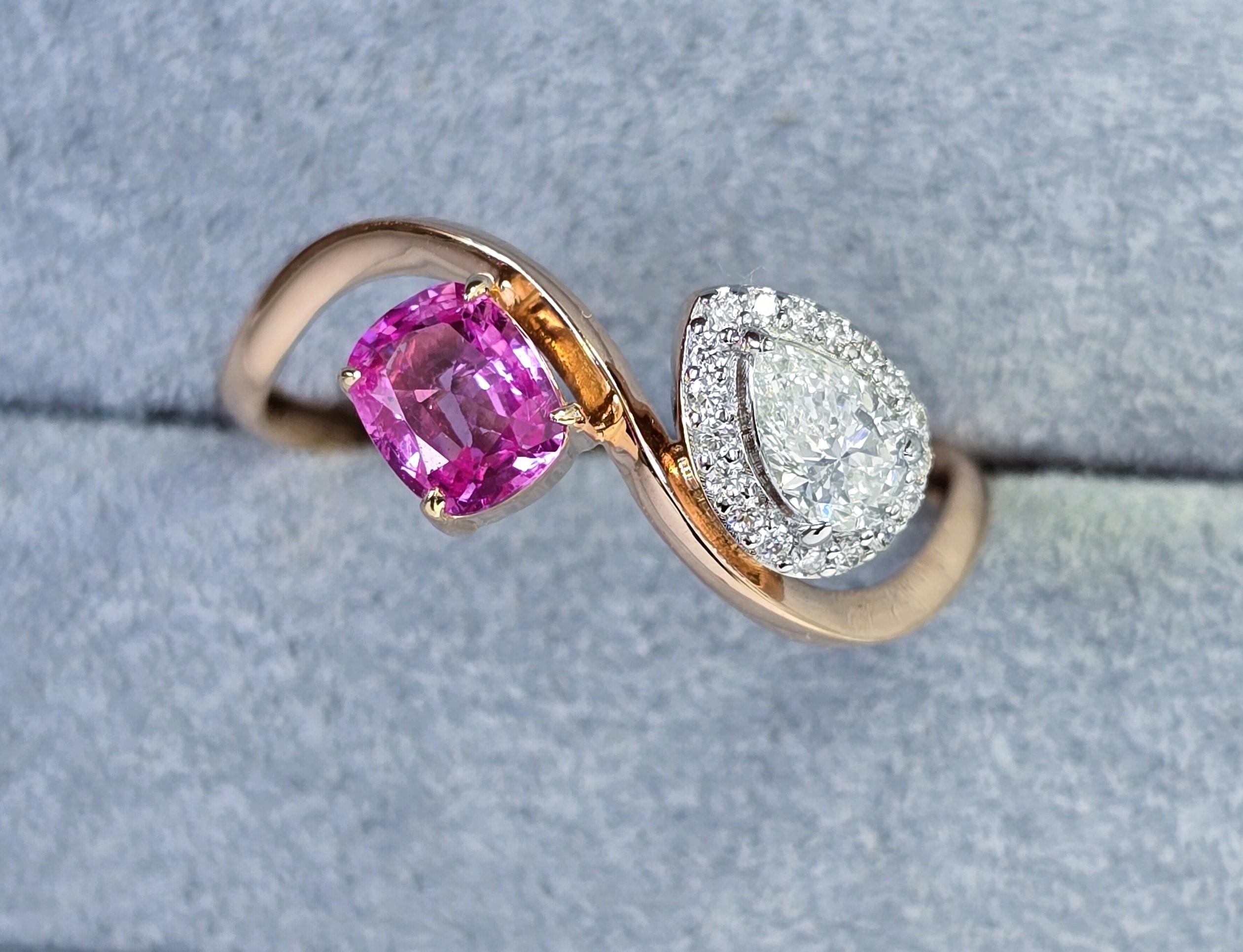 GIT Certified 0.53 Carat Pink Sapphire Ring For Sale 9